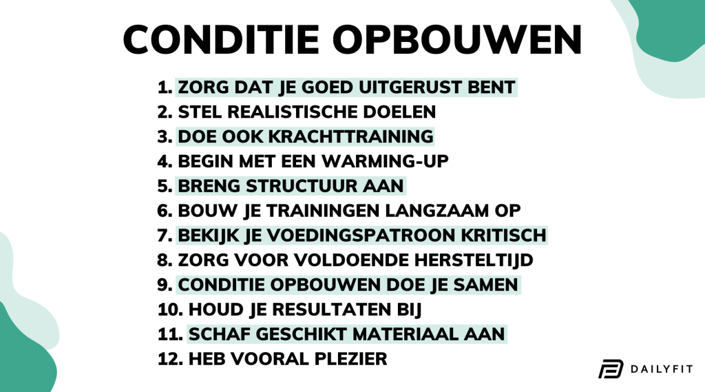 conditie opbouwen in 12 stappen schema