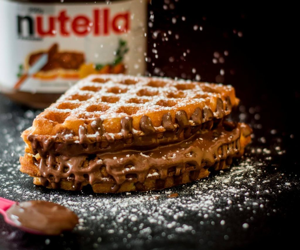 wafel met nutella en suiker