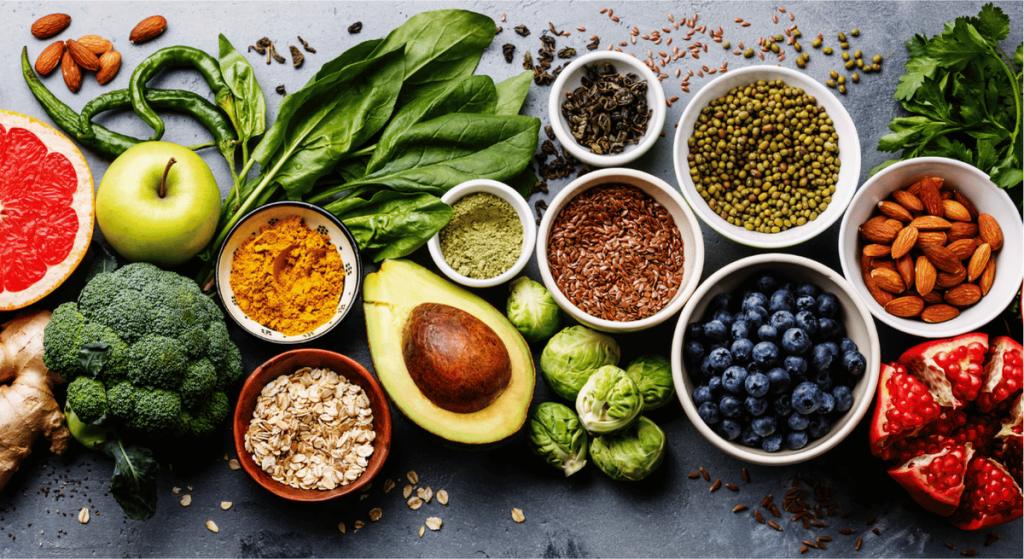 Verschillende groenten, fruit en noten