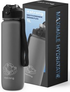 Itstrong Waterfles met Rietje zwarte sportbidon